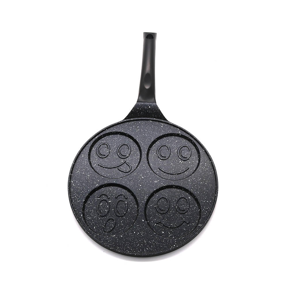 4-Hole Black Frying Pan With Smiley Face