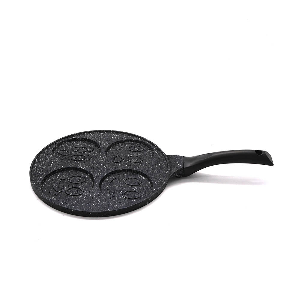 4-Hole Black Frying Pan With Smiley Face