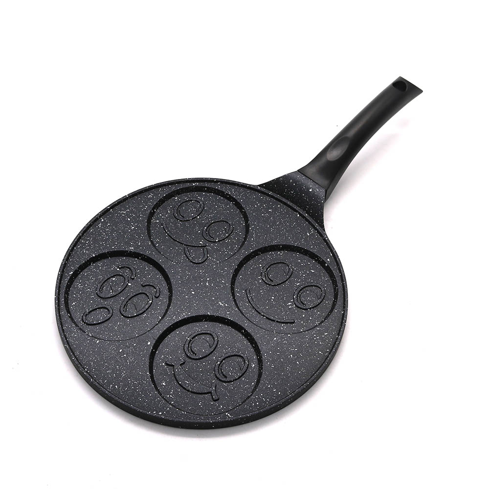 4-Hole Black Frying Pan With Smiley Face